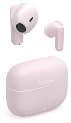 Hama TWS Bluetooth Kopfhörer kabellos Freedom Light II (Bluetooth 5.3 Wireless Earbuds, In-Ear Kopfhörer telefonieren, Mikrofon, Touch Control, Sprachsteuerung, 20h Spielzeit, Ladebox USB-C) rosa