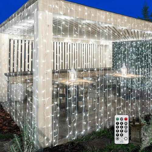 THKFUL 20 x 6,6 piedi, rete di luci solari di rete natalizie per esterni per cespugli, grandi luci di rete esterne, luci solari per albero di Natale da giardino, impermeabile con telecomando (bianco)