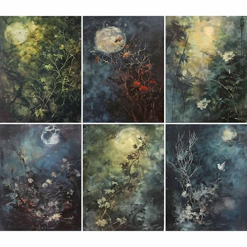 Gotiska mån-rispapper, 21 x 26,5 cm (6 ark) – decoupage-papper 6 x designer för collage, blandade medier, korttillverkning och hantverk, decoupage av CRAFT KREATIVELY