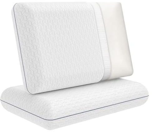 Ecosafeter Cuscino Cervicale Memory Foam-Nucleo Del CuscinI Con Aloe Vera-Ergonomico Fornisce Un Supporto Ottimale Per il Collo e la Colonna Cervicale Federa in Fibra di Bambù