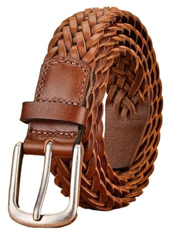 Poyuad 100 cm 105 cm 110 cm 115 cm 120 cm Cinturón de cuero para hombres Trenzado Casual Hebilla Capa Hueco Diseño de moda tejido a mano