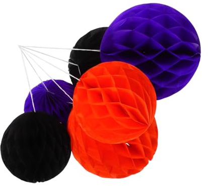 Ipetboom 6 Piezas Bolas Panal Colgantes Decoración Fiesta Halloween Papel Tissue para Hogar Oficina Colegio