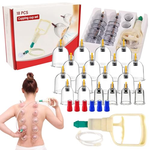 Set De 18 Erapia De Ventosas, Tamaño Grande Ventosas Fisioterapia, Juego De Terapia De Ventosa, Juego De Vidrio De para músculos corporales, dolor de espalda, masaje