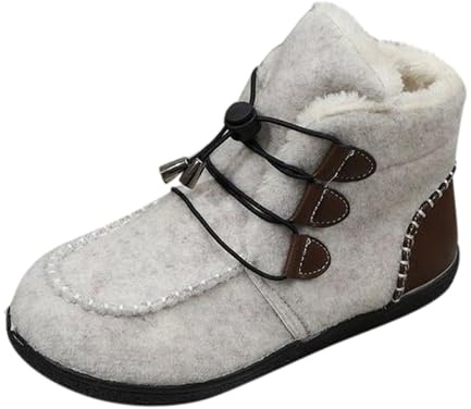 Bottines Femme Bottes Courtes Plates Chaude Doublure Polaire Style Mocassin Chaussons Bottines En Feutre Antidérapant Extérieur Boots Automne Et Hiver 42