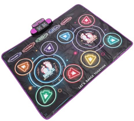 banapoy Tapete de Baile Doble, Tapete de Baile Electrónico Inalámbrico con Bluetooth y Luces LED, de Juego de Tela de PE Antideslizante para Interacción Familiar