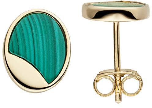 Jobo Damen-Ohrstecker aus 925 Sterling Silber vergoldet mit Malachit-Einlagen
