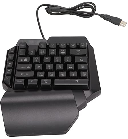 EVTSCAN Tastiera meccanica a una mano, tastiera da gioco a una mano 39 tasti Design ergonomico luminoso Tastiera meccanica USB impermeabile antiscivolo