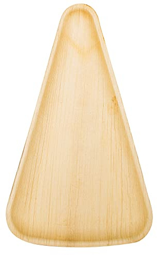 wisefood Palmblatt Lot de 25 planches à pizza jetables triangulaires 25 x 15 cm