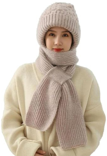 SHUZHENG Écharpe coupe-vent avec protège oreilles intégré, bonnet épais, écharpe 2 en 1, Accessoire de tête et cou, Gris