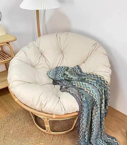 ZOKT Papasansessel Kissen Sitzauflage, Rundes Stuhlkissen Wasserdicht, Papasan Sitzkissen, Polster Sitzpolster für Schwenksessel, Hängesessel für Garten Gartenmöbel Stuhlauflage, Beige, 120 x 120 cm