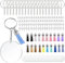 ANBOWEI Acryl Schlüsselanhänger Rohlinge Set, mit Acryl Transparent Kreis, Schlüsselring mit Kette, Quasten Anhänger Leder, Biegeringe und Screw Eyes für DIY Basteln - 140 Stück