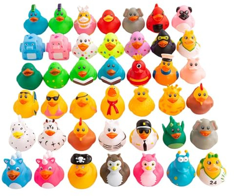 Patitos De Goma A Granel - Paquete De 25 Patos De Goma Multicolor para Baño,Accesorios para Showers: Regalos De , Regalos De Cumpleaños, Hora del Baño, Paquete Mixto