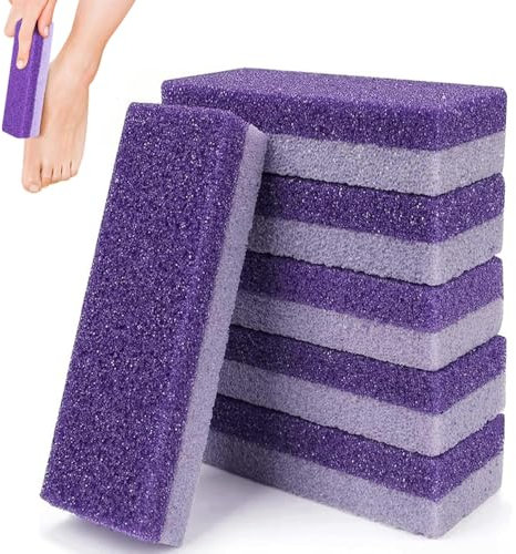 Lot de 6 pierres ponces double face pour les pieds, tampons ponces naturelles pour enlever les callosités et les peaux dures (violet)