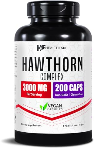 Healthfare Hawthorn Berry Supplement Extract 3000mg | Extra Strength Herbal Formula | 200 Vegan Capsules | Supports Heart & Circulatory Health | Non-GMO, Gluten-Free | Made in USA