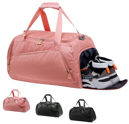 HUA ANGEL Bolsa Deporte Mujer Hombre Bolsa de Deporte Gimnasio Niño Niña Bolsa de Viaje Macuto con Zapato y Compartimento Húmedo Bolsos Viaje Fin de Semana Fitness Boxeo Natacion Futbol