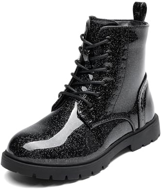 DREAM PAIRS Bottine Fille Chaudes et Confortables, Bottes Enfant Antidérapantes avec Fermeture Éclair Latérale, Chaussures à la Mode,Size 37.5,Tout Noir,KBO211