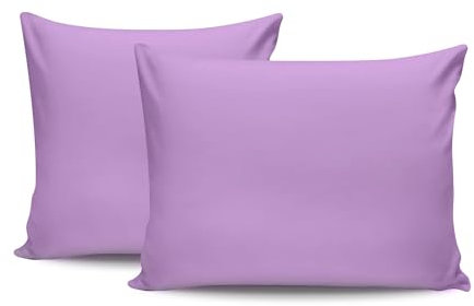 Soft Lilac Pillowcase Set (2 Pieces), 80 x 80 cm | 100% Cotton Ranforce, 155 Thread Count | Envelope Closure, Machine Washable at 30°C | Cozy & Elegant