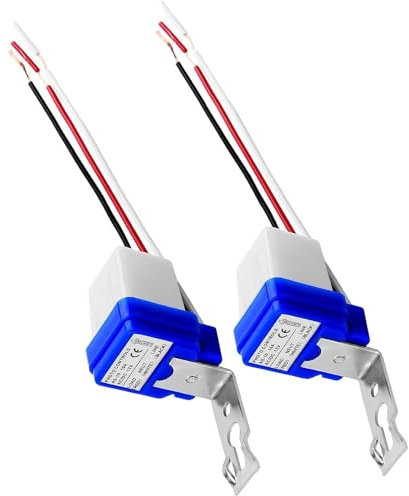 2 pièce AC/DC 12V 10A Automatique Auto ON OFF Photocellule Commutateur, Interrupteur Crépusculaire à Aube pour Éclairage Extérieur et Intérieur, Étanche, Économie d'Énergie, Installation Facile
