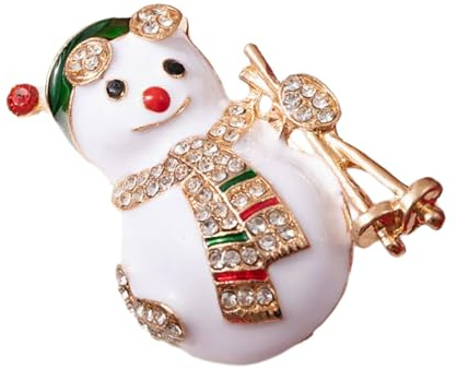 Festlig snögubbe nål julgransprydnad av legering med diamanter strass semester för vuxna elegant snögubbe smycke