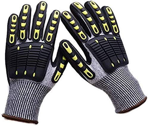 CLQ Guantes De Respiración para Exteriores, Guantes Anticorte, Guantes De Trabajo TPR Antivibraciones Y Resistentes Al Aceite, Mecánica De Impacto Anticorte, Antivibraciones