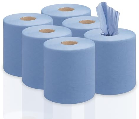 RelianceUK 24 Pack 2 Ply Blue Rolls Paper Towel Kitchen Roll | Blue Centre Feed Roll for Cleaning, Wiping and Drying Surfaces | Premium Tissue Paper Rolls | Perfect for Commercial and Kitchen Use