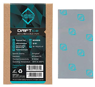 Iceberg Thermal DRIFTIce Thermal Pad 40mmx80mm 2.0mm, 13 W/mK, Silicona Pad Termico para disipador térmico/GPU/CPU
