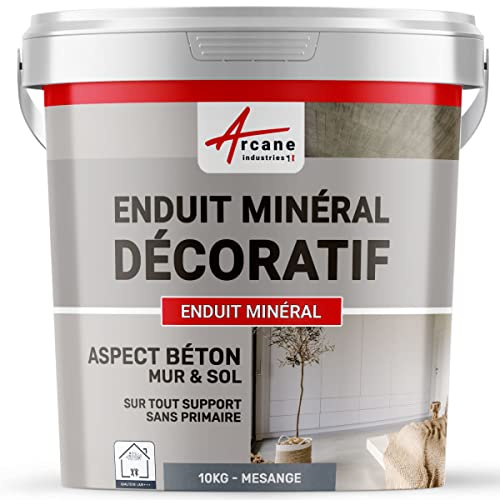 Enduit minréral decoratif interieur | Aspect/Effet beton pour sol et mur toute pièce intérieure - 10 kg Mésange - ARCANE INDUSTRIES
