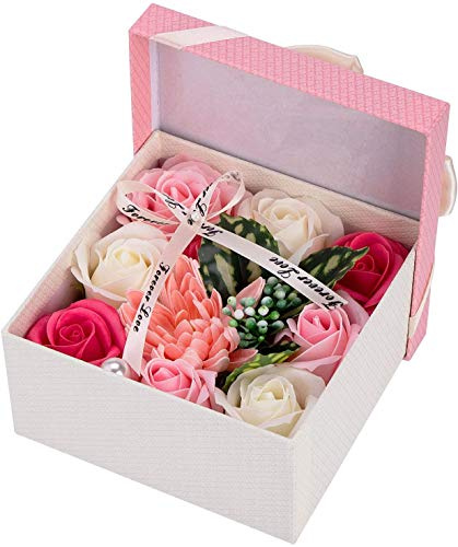 Caja de regalo de flor de jabón de rosa artificial, pétalo de rosa perfumado para baño, decoración de flores para regalo de flores para boda, día de la madre, día de San Valentín, día del maestro