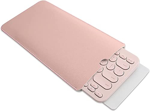 AYNEFY Borsa Universale per Tastiera in Pelle, Custodia per Tastiera, Borsa Interna Sottile e Portatile, Custodia Protettiva Antipolvere e Impermeabile per Tastiera K380(Rosa)