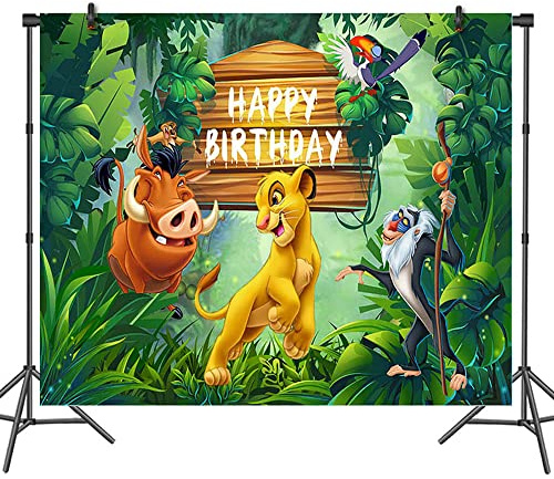 YGCHEN Toile de Fond Roi Lion Photographie Anniversaire Fond Photo Happy Birthday Banner Animé Photographie Fond Lion Toile Fond Photo Fête Fond Photomaton Décoration de Table