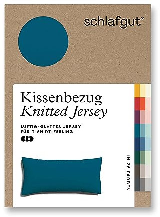 schlafgut Knitted Jersey Kissenbezug 40 x 80 cm Petrol Deep Uni weicher Premium Kopfkissenbezug einzeln, faltenfrei mit Elasthan