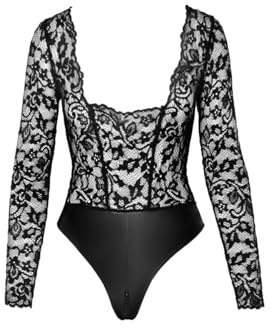Body Psyché F296 Effet mouillé et Dentelle - 3XL - Noir, Noir, 3XL