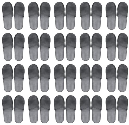 FERCAISH Hotelslipper Gästehausschuhe Set Einweg Hausschuhe 20 Paare Frottierslipper Unisex-Hausschuhe Geschlossenem Zehen Einweg Pantoffeln SpaHausschuhe für Hotels Reise Hochzeit (Grau)