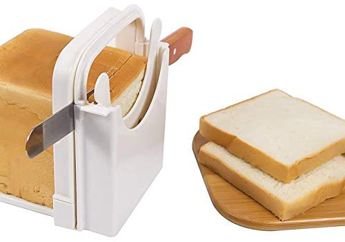 Bread Slicer, Foldable Bread Slicing Guide Cutter, Multifunctional Adjustable Thicknesses Manual Campact Bread Toast Slicer, Bread Slicer Machine for Homemade Bread/Roast/Sandwich Maker Slicer Cutter
