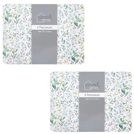 YöL Set of 8 Eucalyptus Placemats Dinner Plate Bowl Table Protection Cork Backing Surface Protectors Non-Slip Worktop Saver