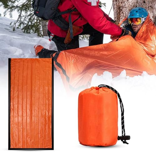 Emergency Sleeping Bag, Survival Bivvy Bag, First Aid Rescue Blankets, Waterproof, Emergency Blanket, Warm Tube Tent, Ultralight, Heat Repellent, Cold Protection, Rescue Tent for Outdoor Use (Orange)