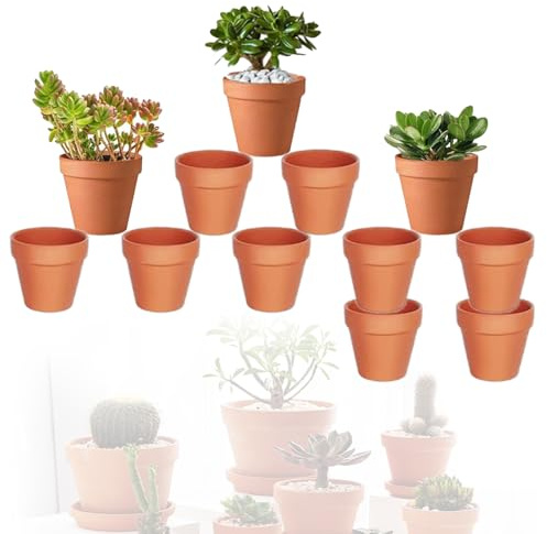 Abiemuce 12 PCS 7 x 6 cm Macetas de Terracota, Pequeñas Macetas de Barro, Mini Macetas de Barro de Terracota con Agujero de Drenaje, para Plantas para el Hogar y la Oficina