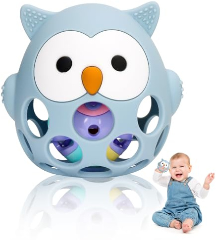 Venditer Juguetes Montessori Bebes 0-3-6-12 Meses Educativos, Juguete de pelota para bebé, Juguetes Bebes 1 año, Juguetes Sensoriales Bebe Sonajero Regalo owl