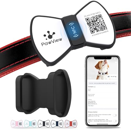 PawView Tag ID per cani con codice QR UK con NFC - Medaglietta identificativa per animali personalizzata impermeabile in silicone da far scorrere sul collare del cane per il recupero di animali