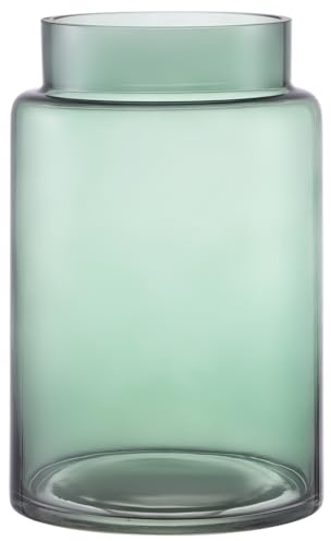 KAYLETIN Stor glasvas, gröna vaser för bukett, hög glasvas, vaser med brett munstycke för soffbord, bröllop, vardagsrum, kontorsdekoration, matbord, 18 cm