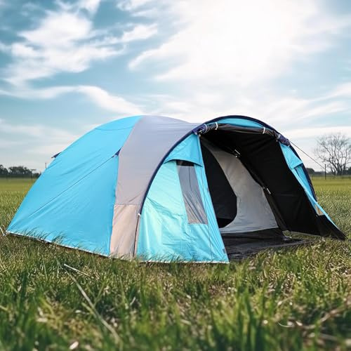 Tente familiale pour 4 personnes, imperméable et coupe-vent, dome légère et stable, idéale pour le camping d'extérieur, le trekking, les festivals et les vacances à la plage