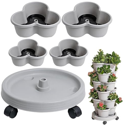Maceta para Fresas Vertical, Macetas para Cultivo De Fresas, 4 Niveles Huerto Vertical Exterior Interior, Tridimensional Fioriera per Fragole, para Balcón, Jardín