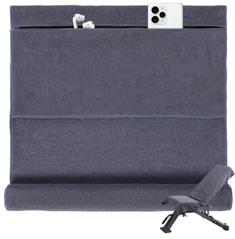 QinyOulhause Serviette de Fitness 135x50cm Microfibre Absorbante et Séchage Rapide avec Poche Zippée Idéale pour Salle de Gym Yoga Sports en Plein Air Entraînement et Plage (Gris Foncé)