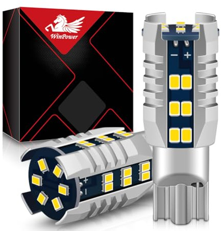 WinPower W16W T15 LED Coche Luces de marcha atrás Luz antiniebla trasera Intermitente Bombilla trasera Motocicleta Luces de estacionamiento 12 V, 2 unidades