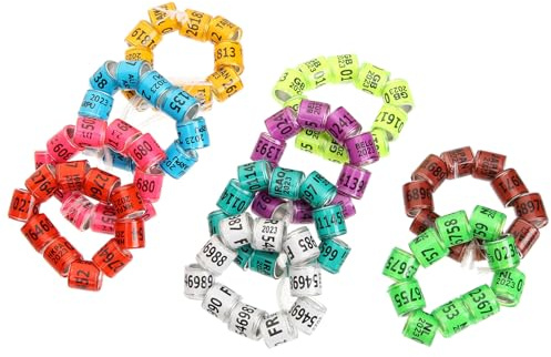 DOITOOL 100 Anneaux pour Pattes de Pigeons Multicolores en Aluminium Léger et Robuste, Identification pour Pigeons Voyageurs en 2023, Lot de 100 Pièces Couleur Aléatoire Plusieurs Styles