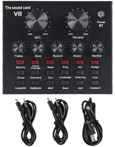 Veemoon Ensemble de Carte Son Professionnel Table de Mixage Audio Métal Noir, Microphone à Condensateur Haute Performance, Volume Réglable pour Chant et Streaming
