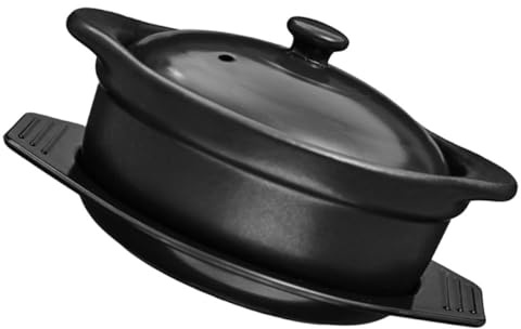 FOMIYES Pentola in Ceramica per Stufati 1.09l con Coperchio e Doppi Manici, Casseruola Resistente al Calore per Casa e Ristoranti, per Brasare Zuppe, Porridge e Cottura Lenta
