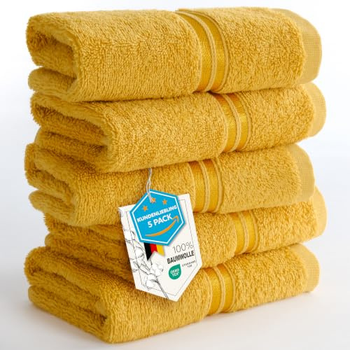Hammetex Gästhanddukar 5-pack 30x50 cm, 100% Bomullsfrotté | OEKO-TEX-certifierade, mjuka & absorberande, frotté, med hängögla, för badrum, gästtoalett & kök