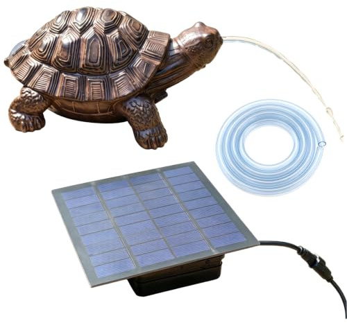Bemonew Cracheur de Livre, cracheur d'étang Solaire, Fontaine de Tortue en résine, aérateur d'eau à énergie Solaire pour Petits étangs et décoration Jardin