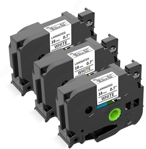 Oozmas Kompatibel mit Brother P-touch Bänder 18mm TZe-241 TZ tape 18mm 0.7 Weiß, Kompatibel mit Ptouch Schriftband Tape Cassette für Brother Beschriftungsgerät 1830 D400 D600 P700 2430